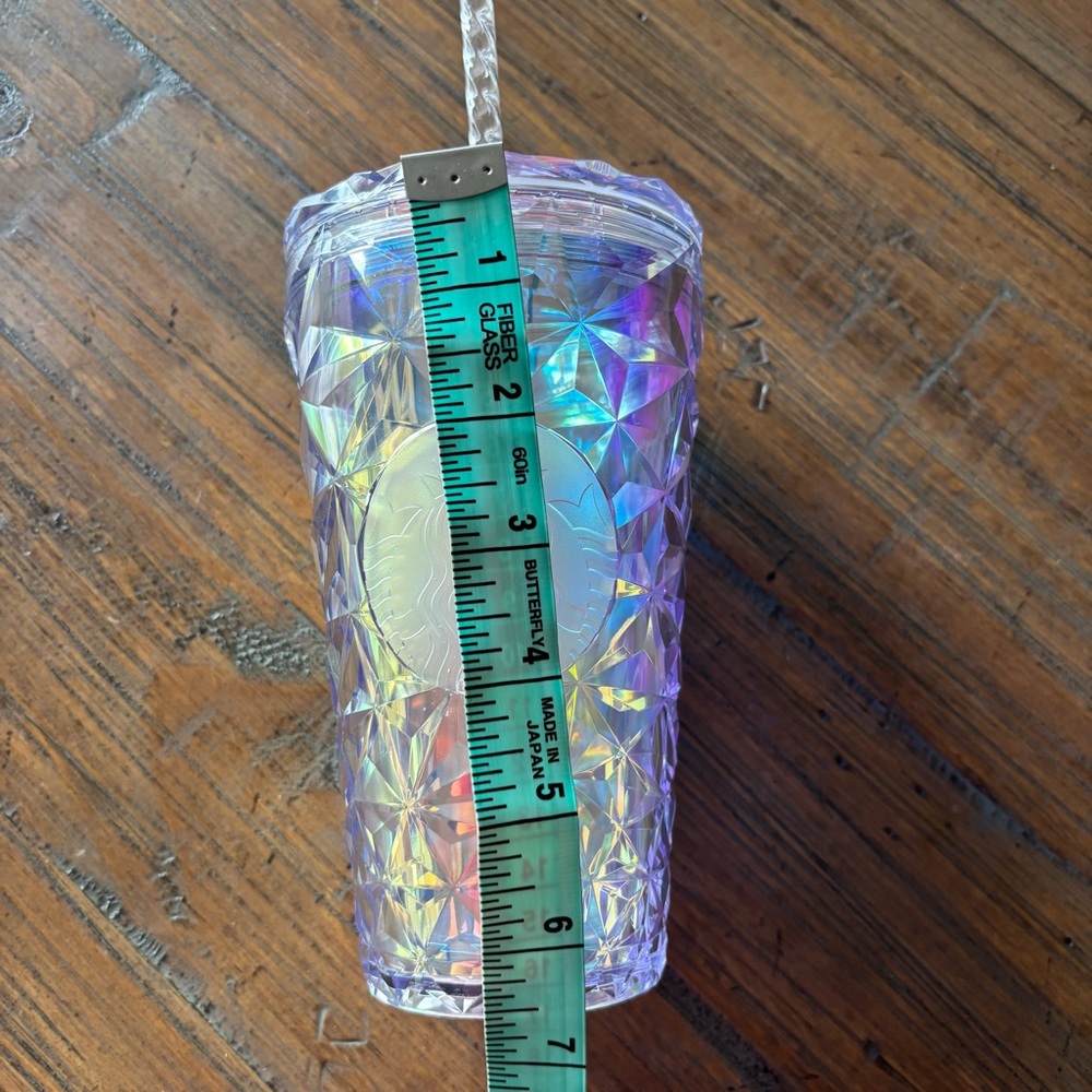Starbucks 2023 Iridescent Holographic Diamond Prism 16 ounce Tumbler with Straw - Picture 14 of 15